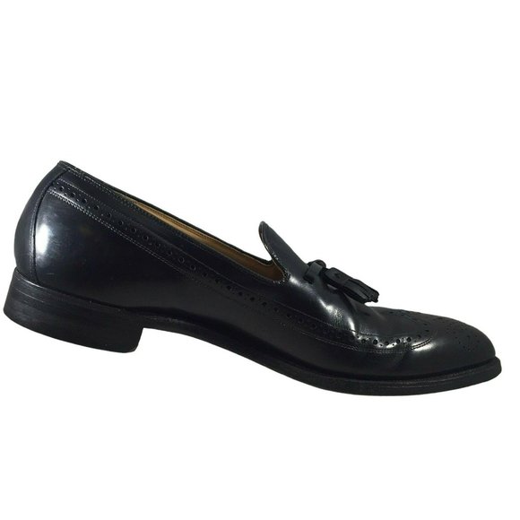 JOHNSTON & MURPHY Black Tassel Loafer Wing Tip Mens 11.5 A/AAA Dress Shoes USA - Picture 11 of 12